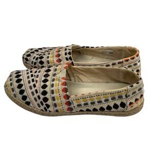 TOMS Alpargata Rope Espadrille Natural Aztec Embroidered Womens Sz 11 Boho
